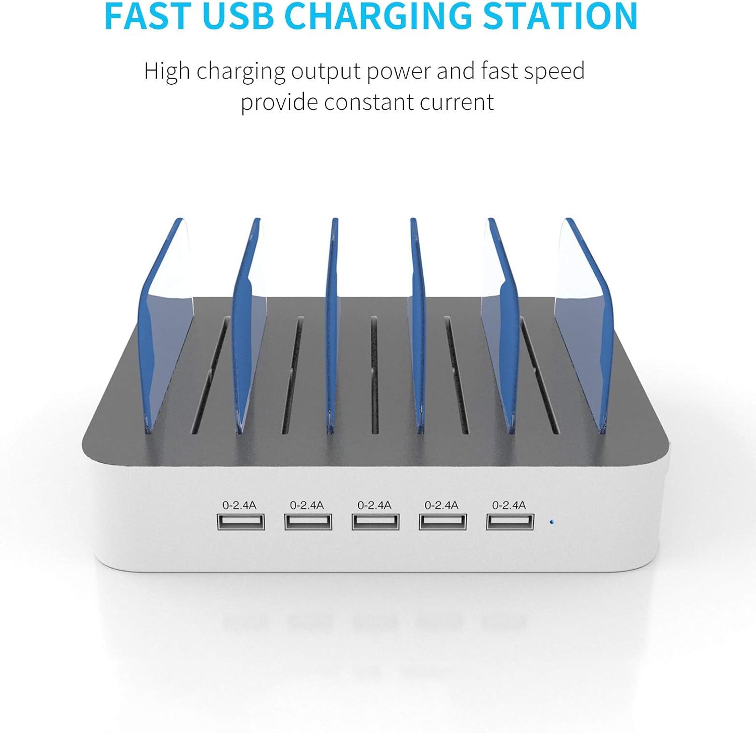 MSTJRY Charging Station for Multiple Devices : 5 Port Multi USB-A Charger Stations Multi-Device Organizer Charging Dock Designed for iPhone iPad Cell Phone Tablets (7 Short Cables Included) - Image 2