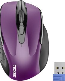 TECKNET Wireless Mouse, 2.4G Ergonomic Optical Mouse, Computer Mouse for Laptop, PC, Computer, Chromebook, Notebook, 6 Buttons, 24 Months Battery Life, 2600 DPI, 5 Adjustment Levels